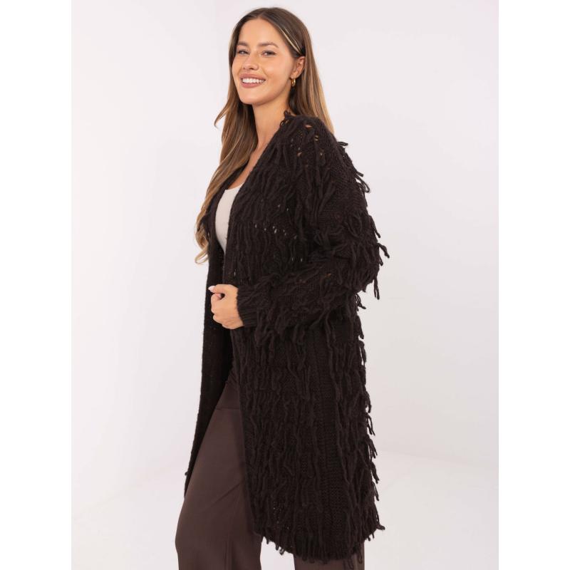 Sötétbarna kardigán boho stílusban RUE PARIS