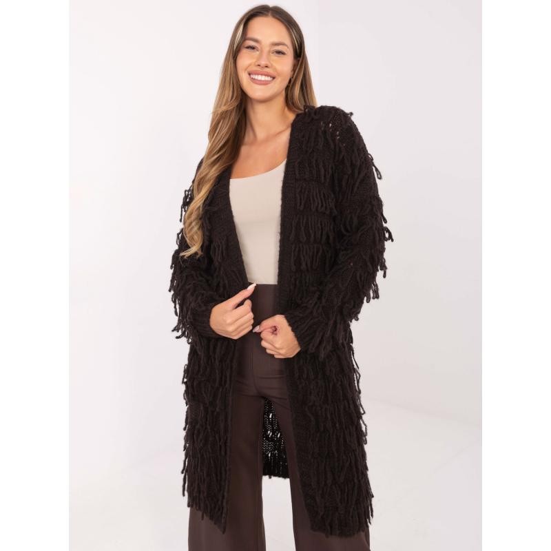 Sötétbarna kardigán boho stílusban RUE PARIS