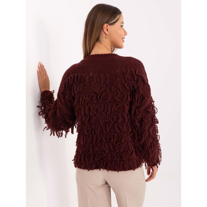 Burgundi oversized pulóver boho stílusban RUE PARIS