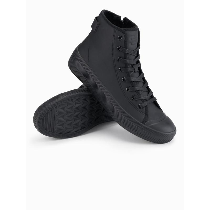 Férfi magas cipő cipzárral, könnyű felvételhez – fekete V1 OM-FOTH-0184