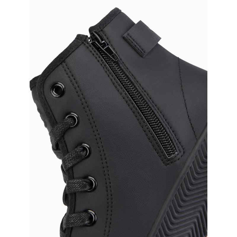 Férfi magas cipő cipzárral, könnyű felvételhez – fekete V1 OM-FOTH-0184