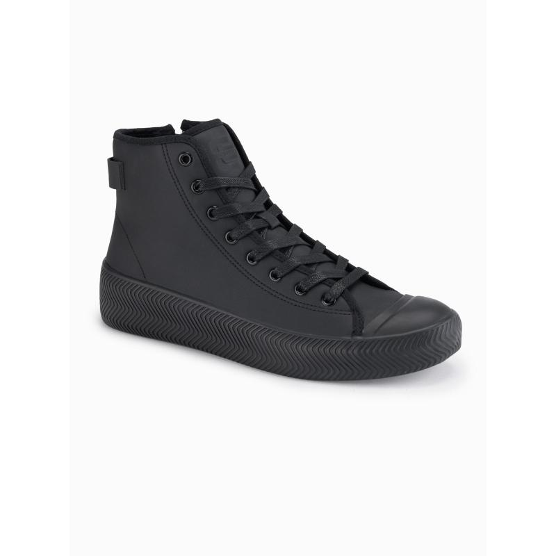 Férfi magas cipő cipzárral, könnyű felvételhez – fekete V1 OM-FOTH-0184