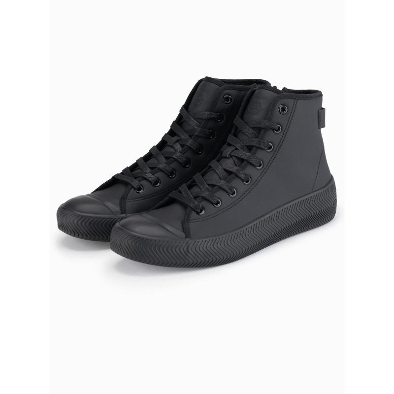 Férfi magas cipő cipzárral, könnyű felvételhez – fekete V1 OM-FOTH-0184