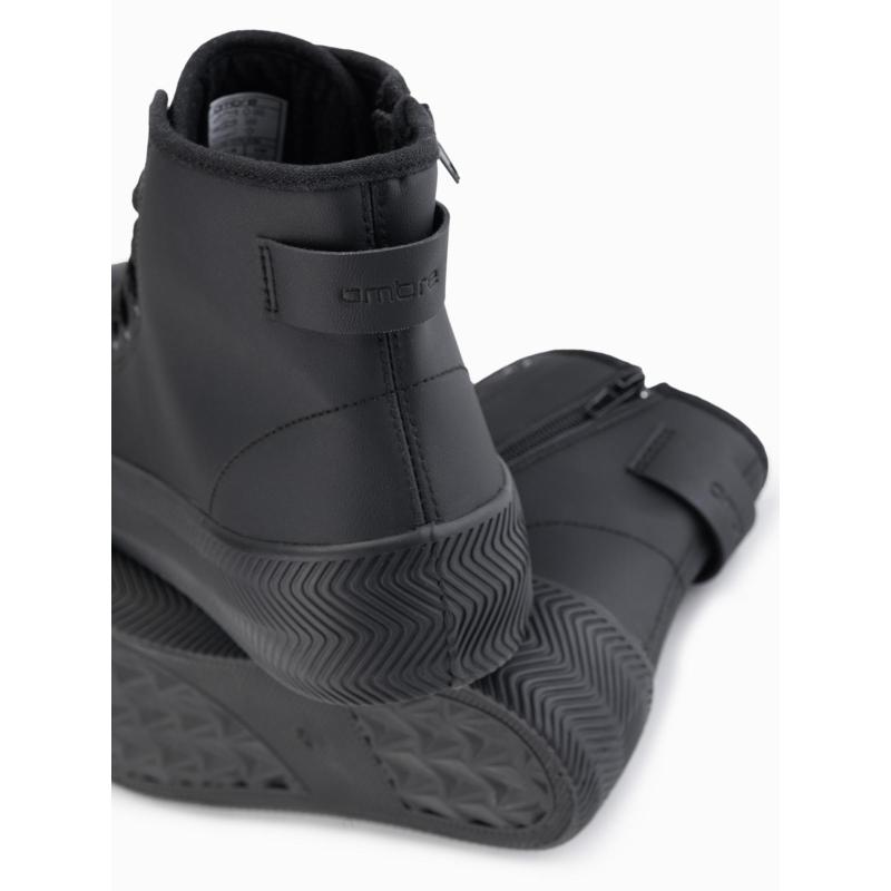 Férfi magas cipő cipzárral, könnyű felvételhez – fekete V1 OM-FOTH-0184