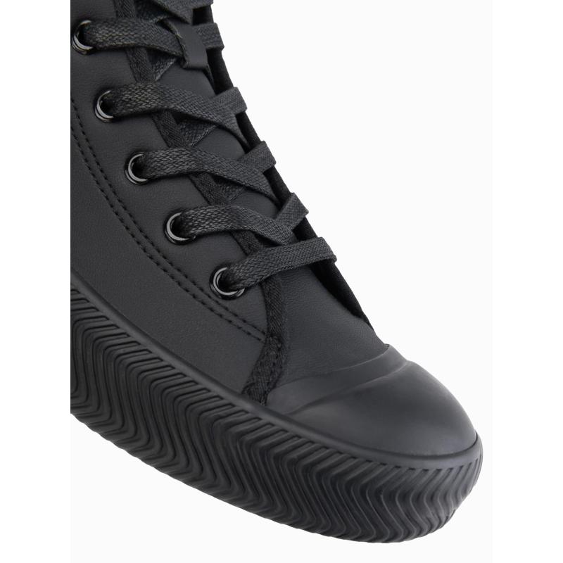 Férfi magas cipő cipzárral, könnyű felvételhez – fekete V1 OM-FOTH-0184