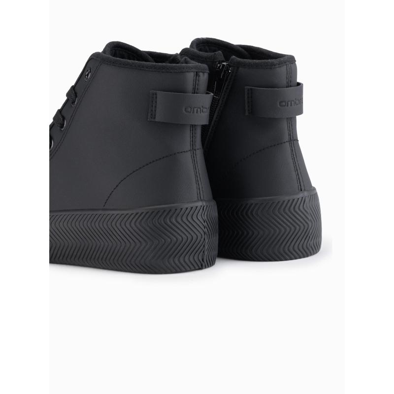 Férfi magas cipő cipzárral, könnyű felvételhez – fekete V1 OM-FOTH-0184