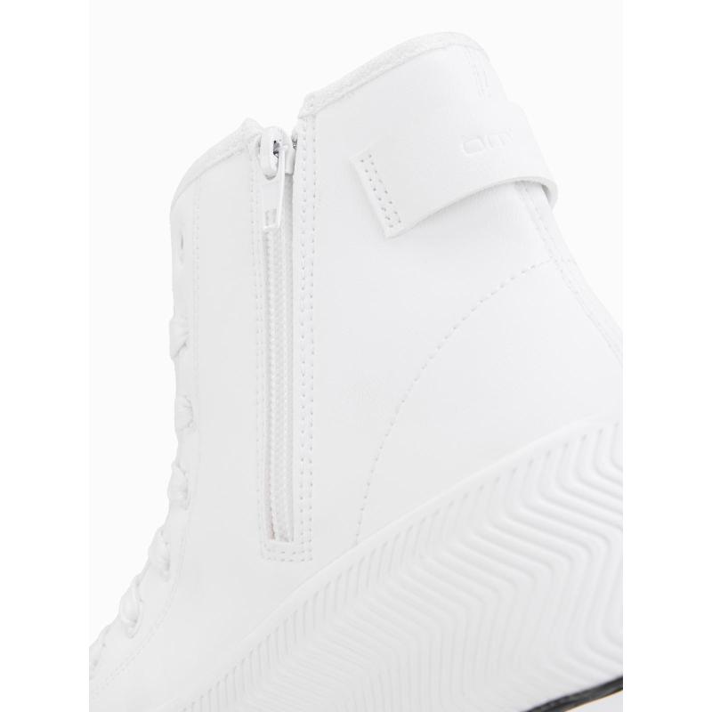 Férfi magas cipő cipzárral, könnyű felvételhez – fehér V2 OM-FOTH-0184