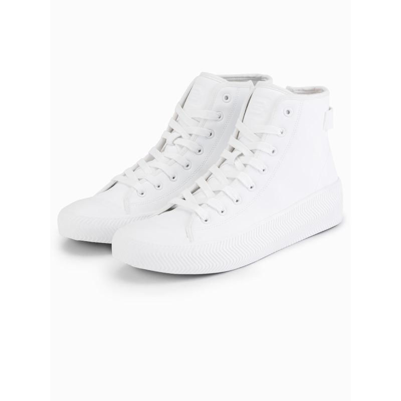 Férfi magas cipő cipzárral, könnyű felvételhez – fehér V2 OM-FOTH-0184