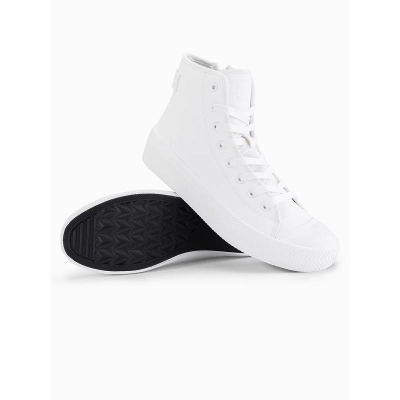 Férfi magas cipő cipzárral, könnyű felvételhez – fehér V2 OM-FOTH-0184