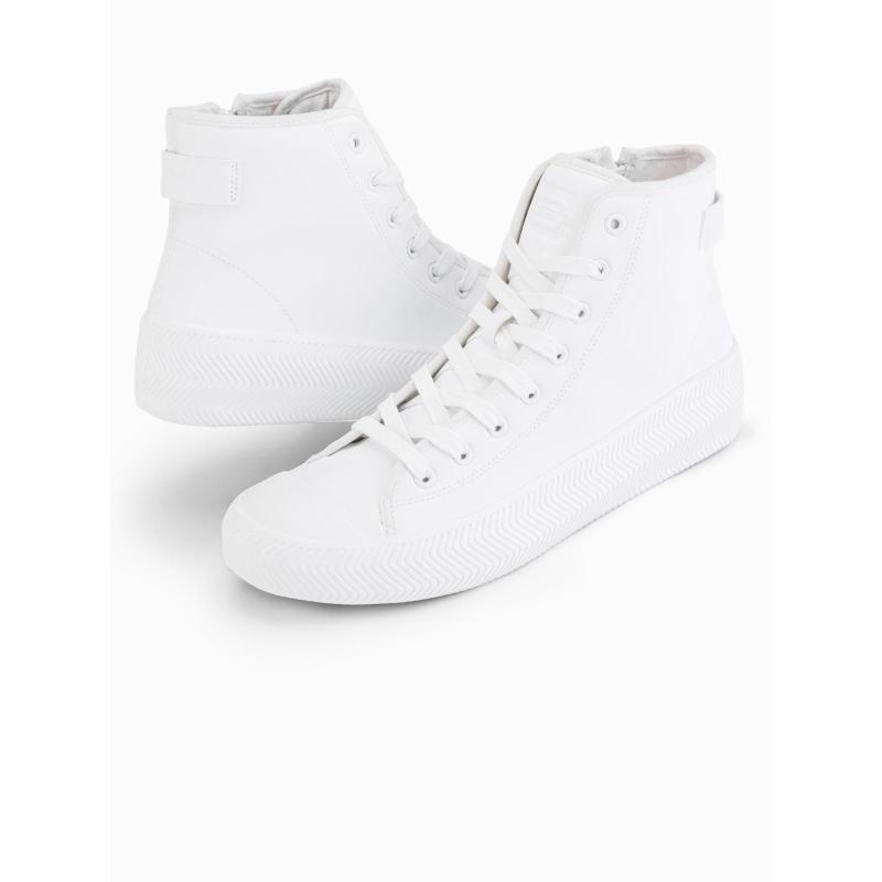 Férfi magas cipő cipzárral, könnyű felvételhez – fehér V2 OM-FOTH-0184