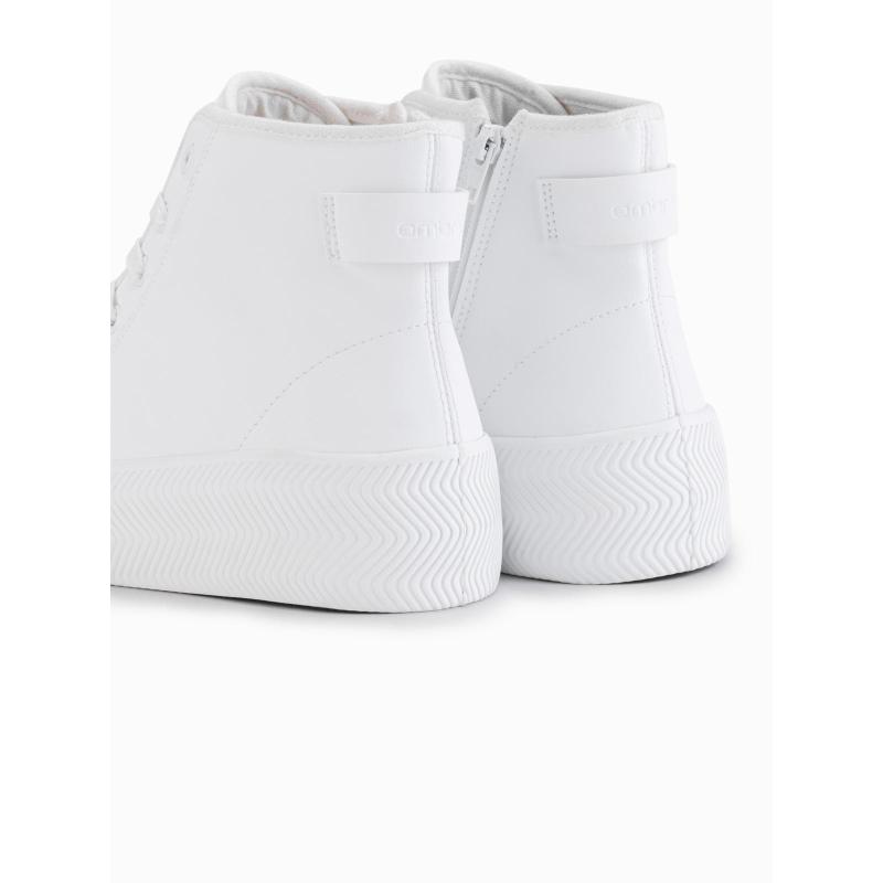 Férfi magas cipő cipzárral, könnyű felvételhez – fehér V2 OM-FOTH-0184