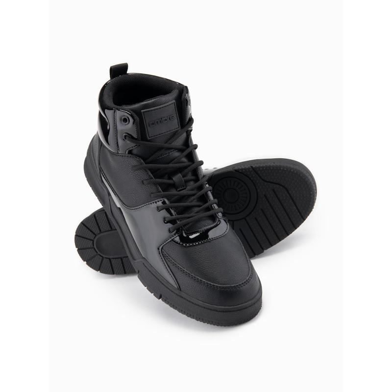 Férfi magas cipő fényes elemekkel – fekete V1 OM-FOSH-0178