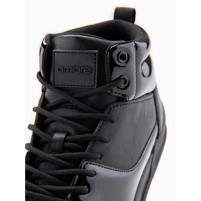 Férfi magas cipő fényes elemekkel – fekete V1 OM-FOSH-0178