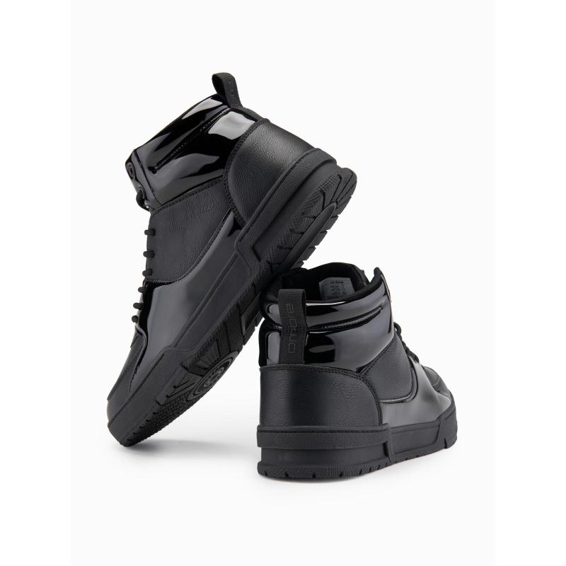 Férfi magas cipő fényes elemekkel – fekete V1 OM-FOSH-0178