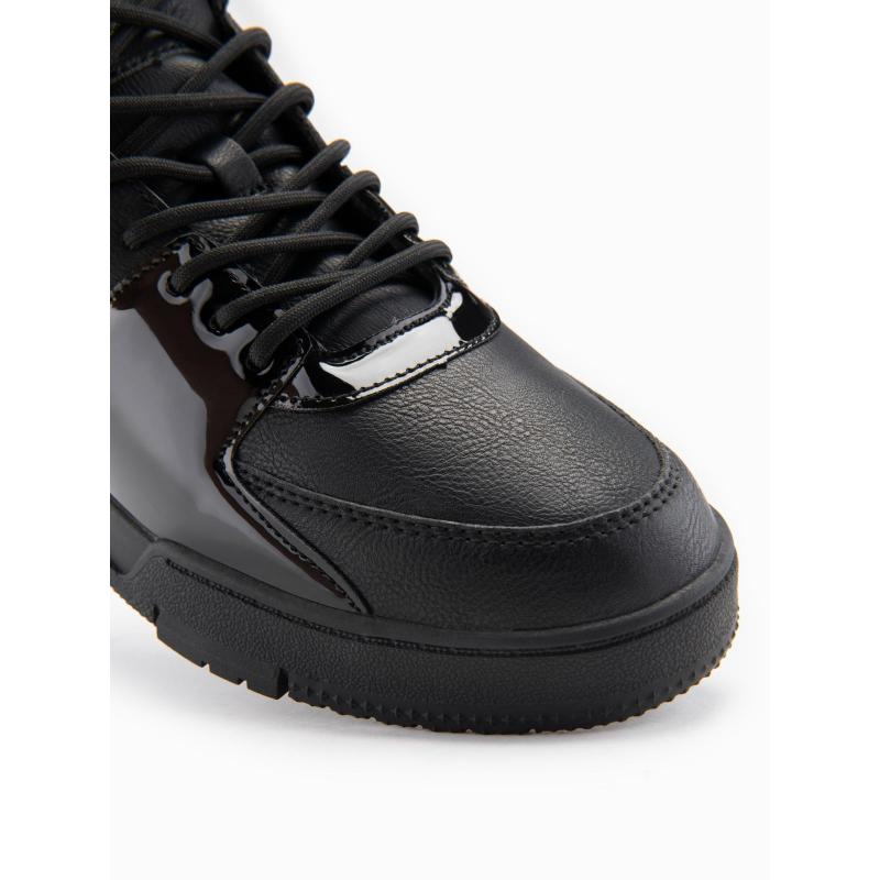 Férfi magas cipő fényes elemekkel – fekete V1 OM-FOSH-0178