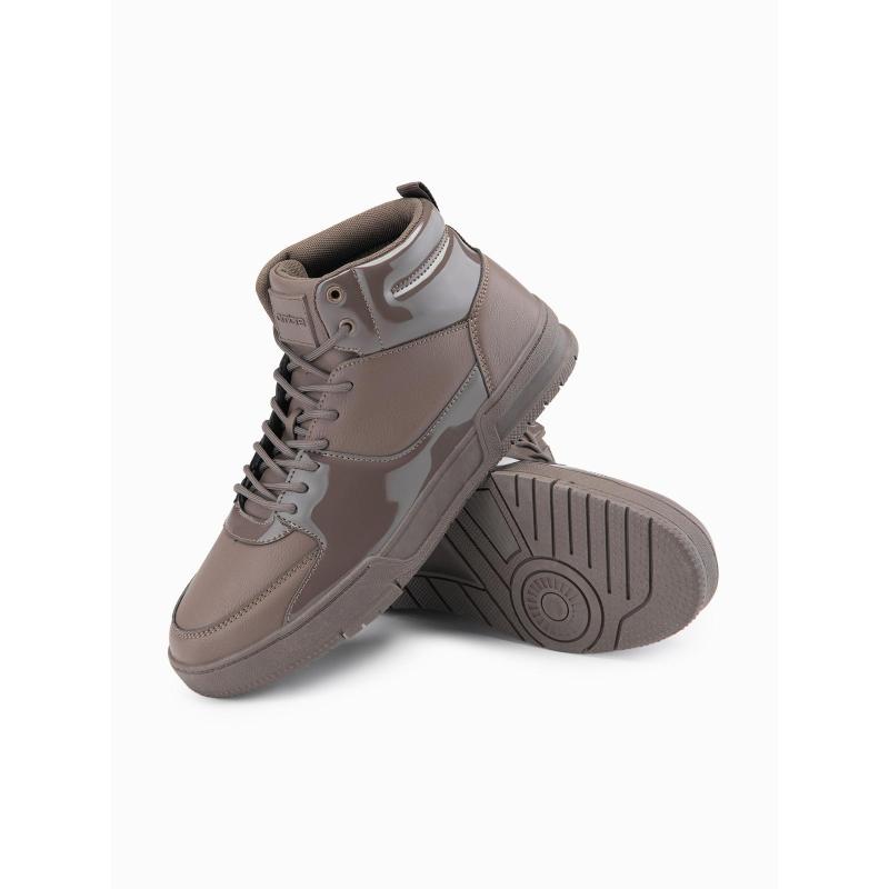 Férfi magas cipő fényes elemekkel – sötétbarna V3 OM-FOSH-0178