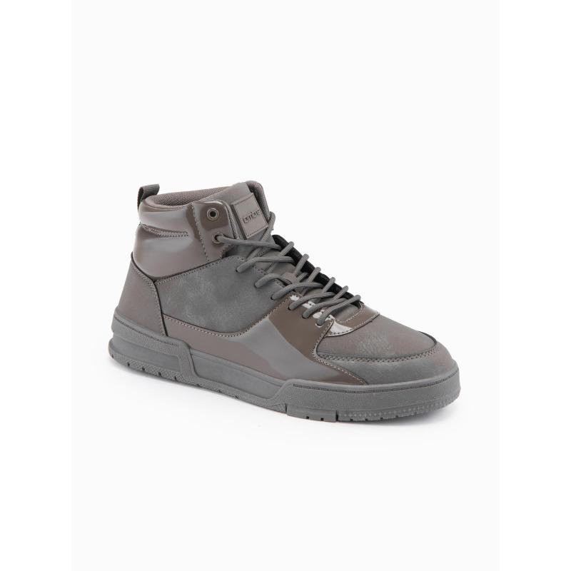 Férfi magas cipő fényes elemekkel – barna V4 OM-FOSH-0178