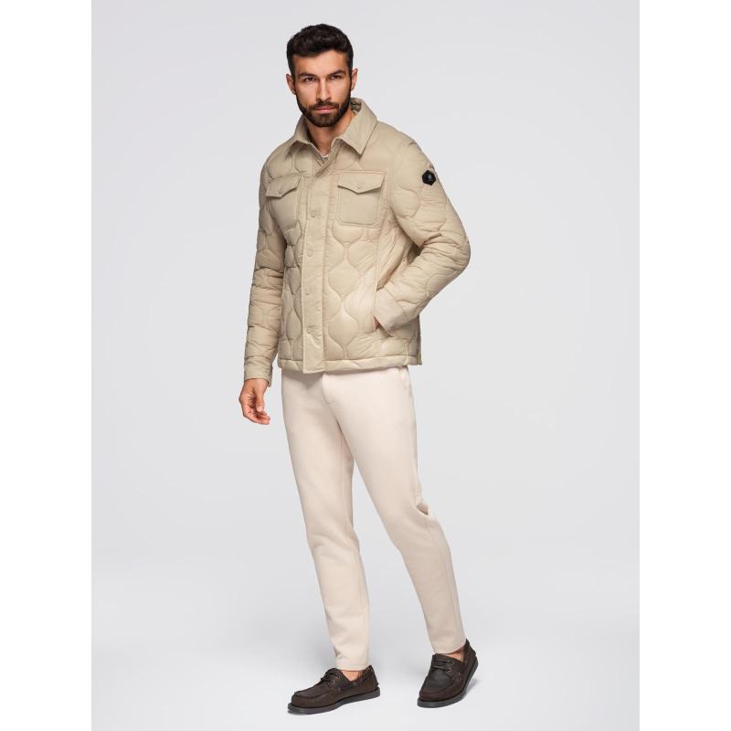 Pánská prošívaná bunda se dvěma zapínáními – tmavě modrá V1 OM-JALP-0231