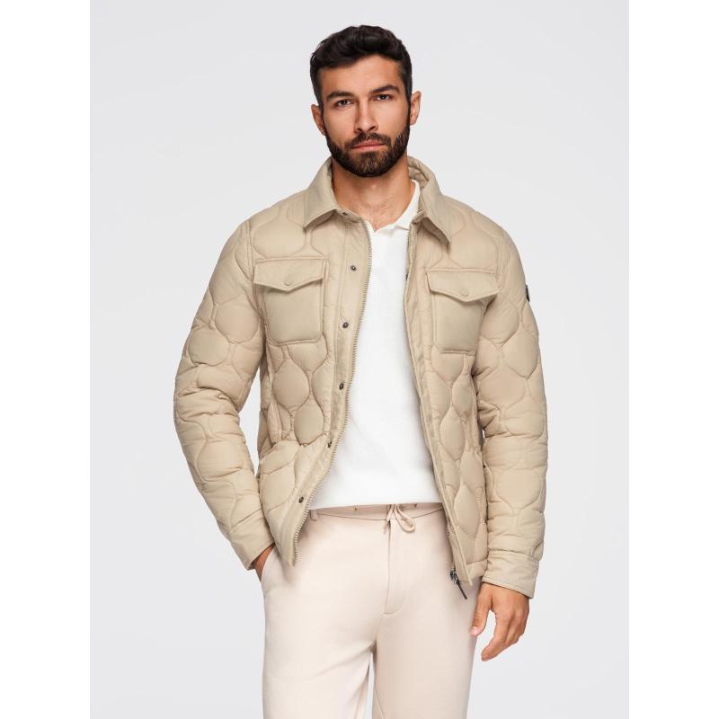 Pánská prošívaná bunda se dvěma zapínáními – tmavě modrá V1 OM-JALP-0231