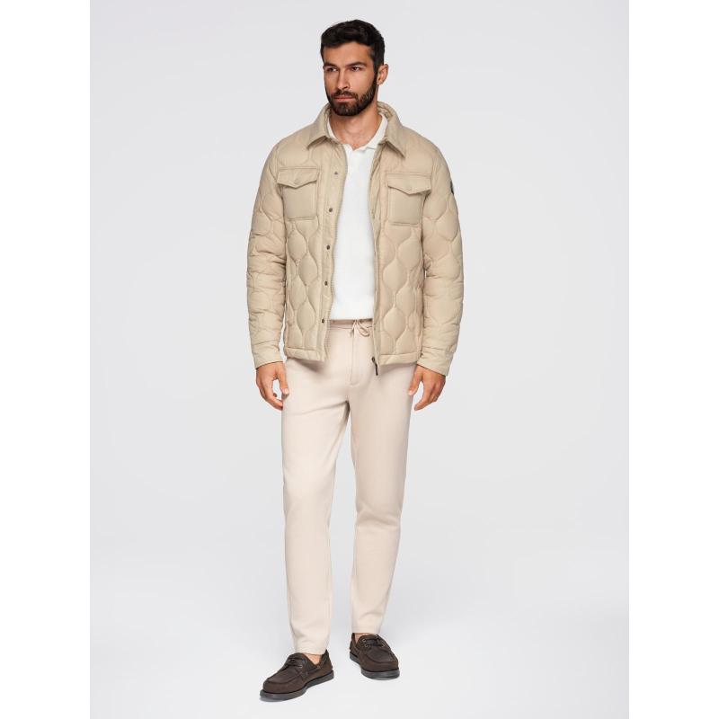 Pánská prošívaná bunda se dvěma zapínáními – tmavě modrá V1 OM-JALP-0231