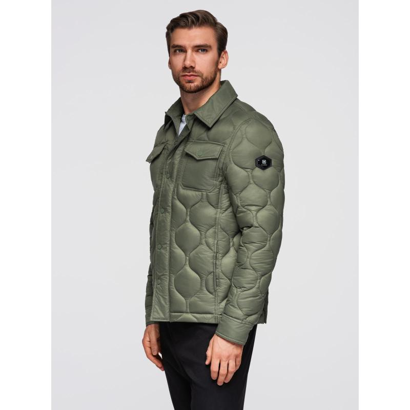 Pánská prošívaná bunda se dvěma zapínáními – světle šedá V2 OM-JALP-0231