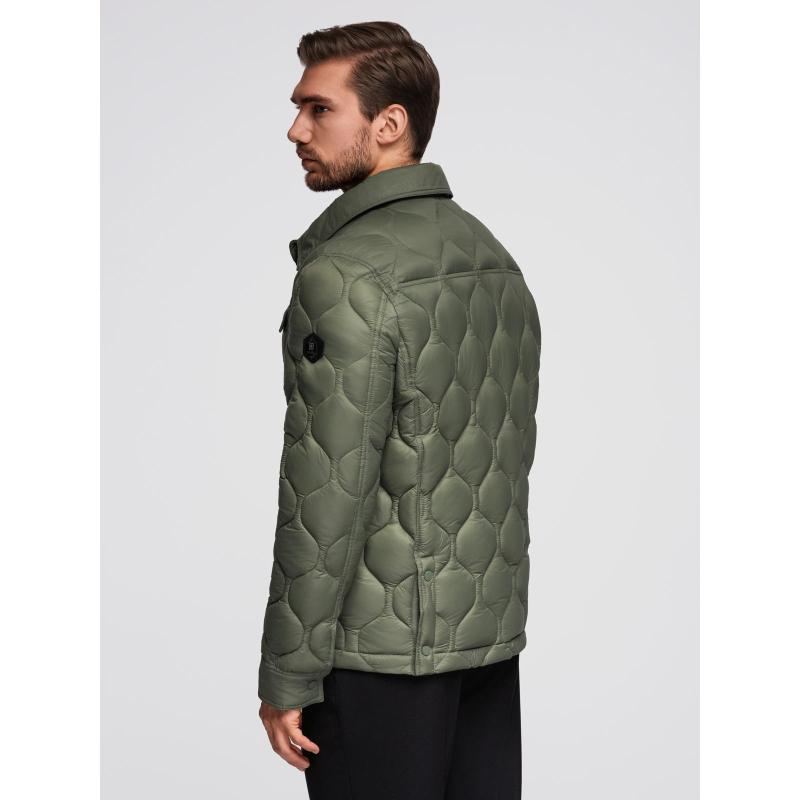 Pánská prošívaná bunda se dvěma zapínáními – světle šedá V2 OM-JALP-0231