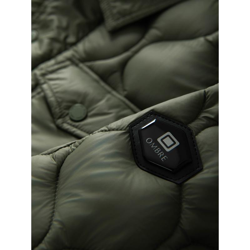 Pánská prošívaná bunda se dvěma zapínáními – světle šedá V2 OM-JALP-0231