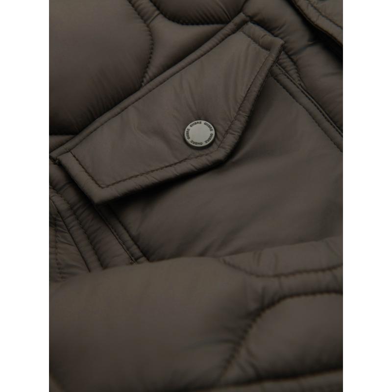 Pánská prošívaná bunda s košilovým střihem – béžová V1 OM-JALP-0215