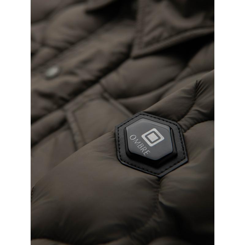 Pánská prošívaná bunda s košilovým střihem – béžová V1 OM-JALP-0215