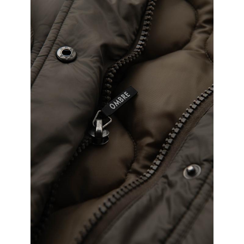 Pánská prošívaná bunda s košilovým střihem – béžová V1 OM-JALP-0215