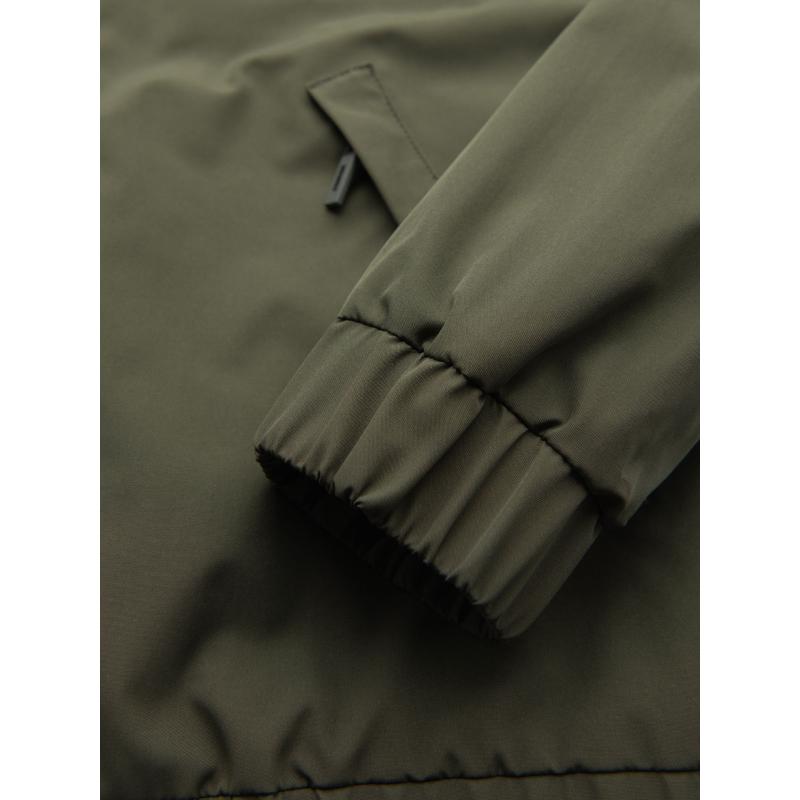 Pánská prošívaná bunda s košilovým střihem – olivová V2 OM-JALP-0215