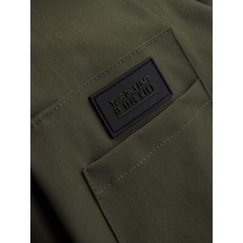 Pánská prošívaná bunda s košilovým střihem – olivová V2 OM-JALP-0215