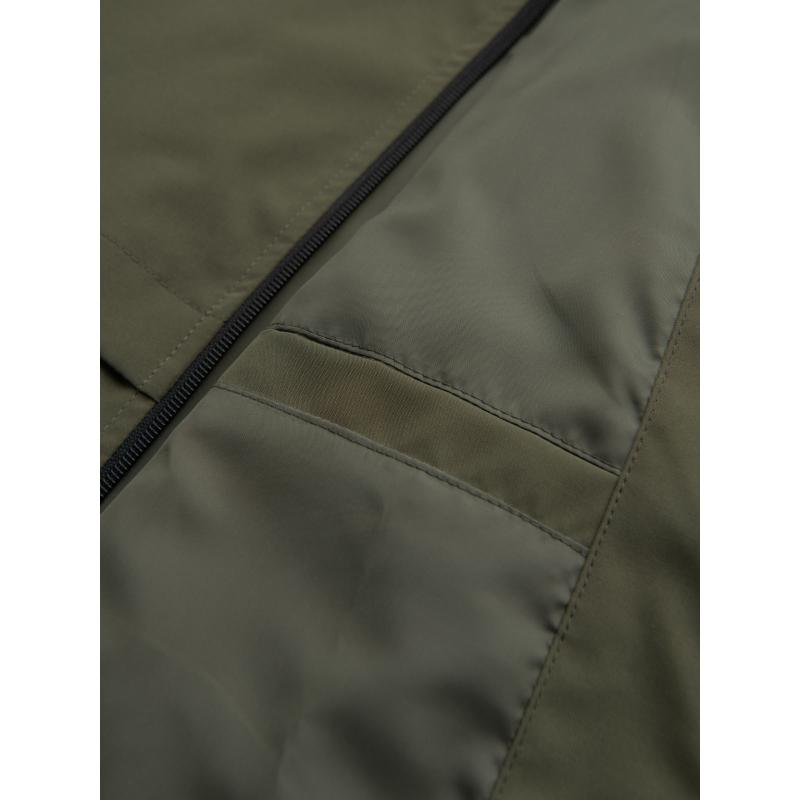 Pánská prošívaná bunda s košilovým střihem – olivová V2 OM-JALP-0215
