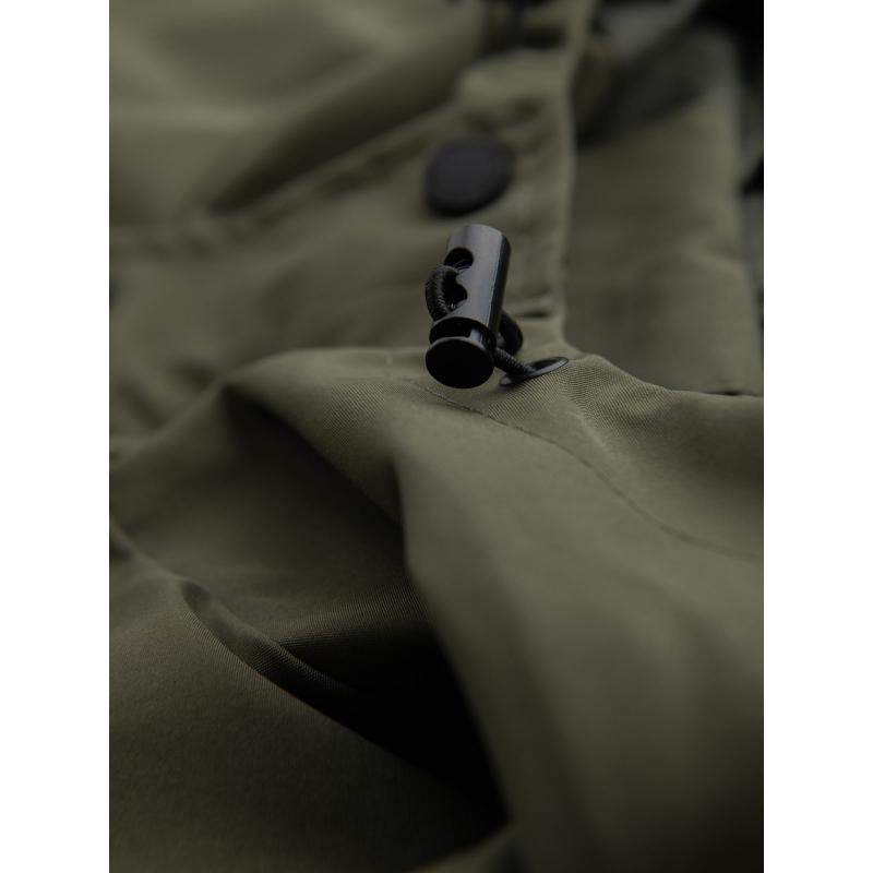 Pánská prošívaná bunda s košilovým střihem – olivová V2 OM-JALP-0215