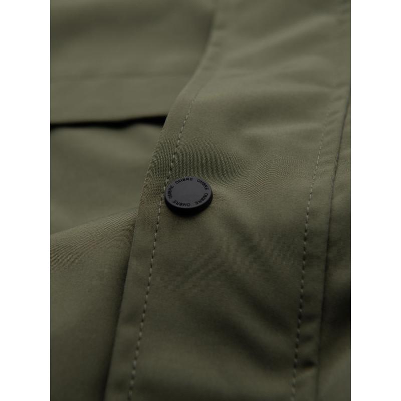 Pánská prošívaná bunda s košilovým střihem – olivová V2 OM-JALP-0215