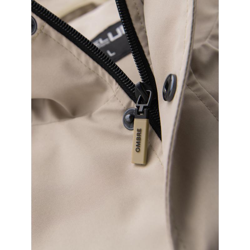 Pánská prošívaná bunda s košilovým střihem – khaki V3 OM-JALP-0215