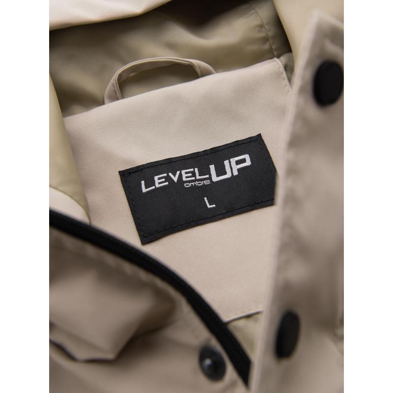 Pánská prošívaná bunda s košilovým střihem – khaki V3 OM-JALP-0215