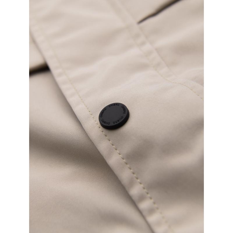 Pánská prošívaná bunda s košilovým střihem – khaki V3 OM-JALP-0215