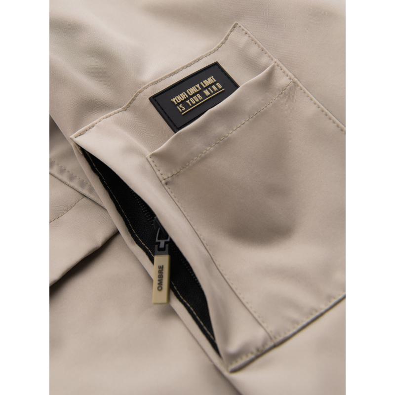 Pánská prošívaná bunda s košilovým střihem – khaki V3 OM-JALP-0215