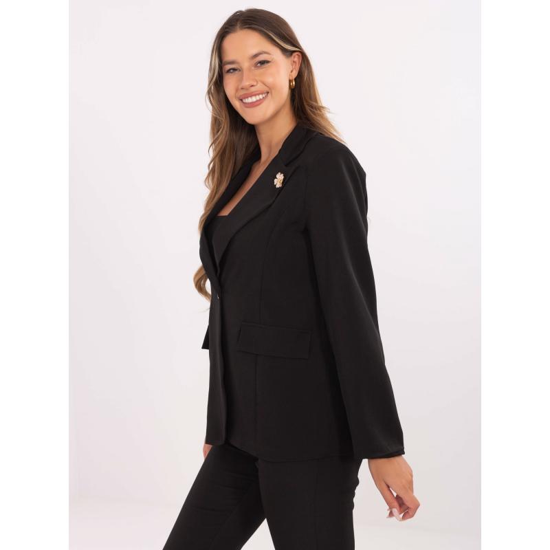 Čierna elegantná dámska bunda RUE PARIS