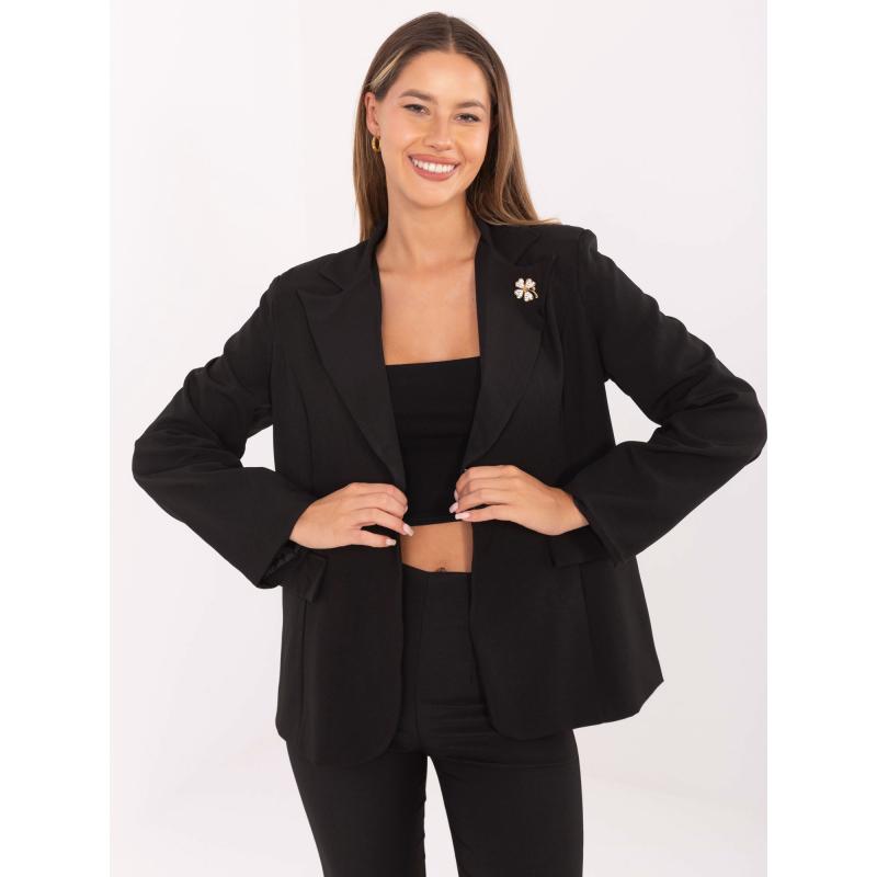 Čierna elegantná dámska bunda RUE PARIS