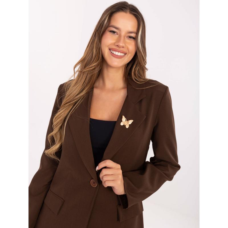 Hnedá bunda s gombíkovým zapínaním RUE PARIS