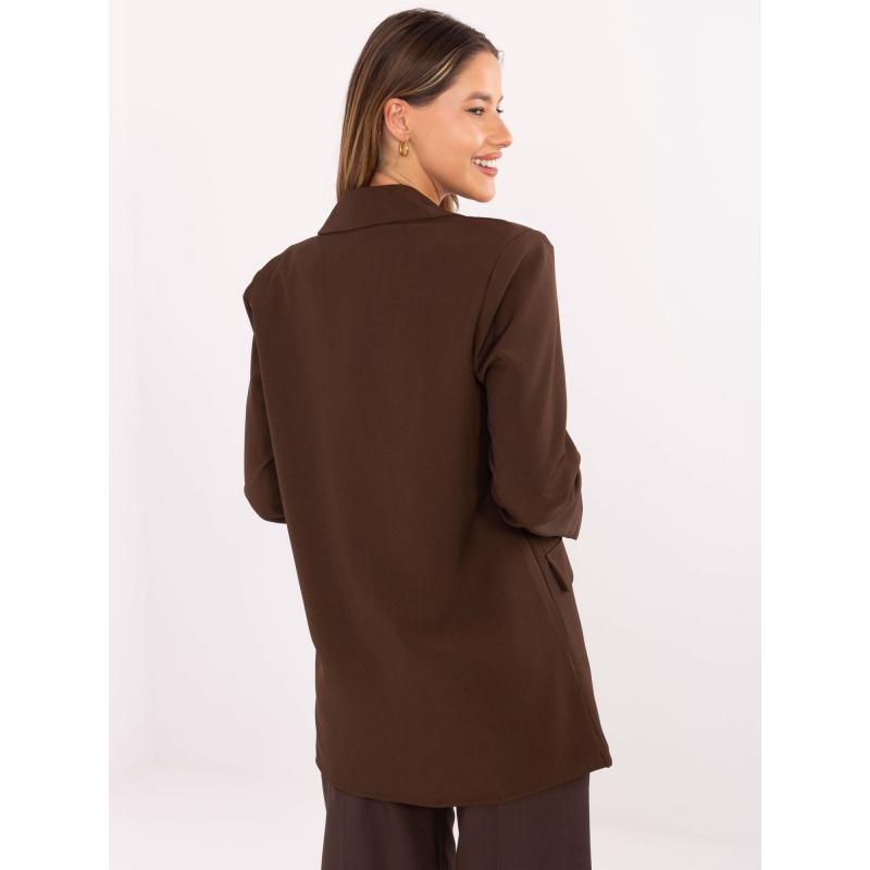 Hnedá bunda s gombíkovým zapínaním RUE PARIS