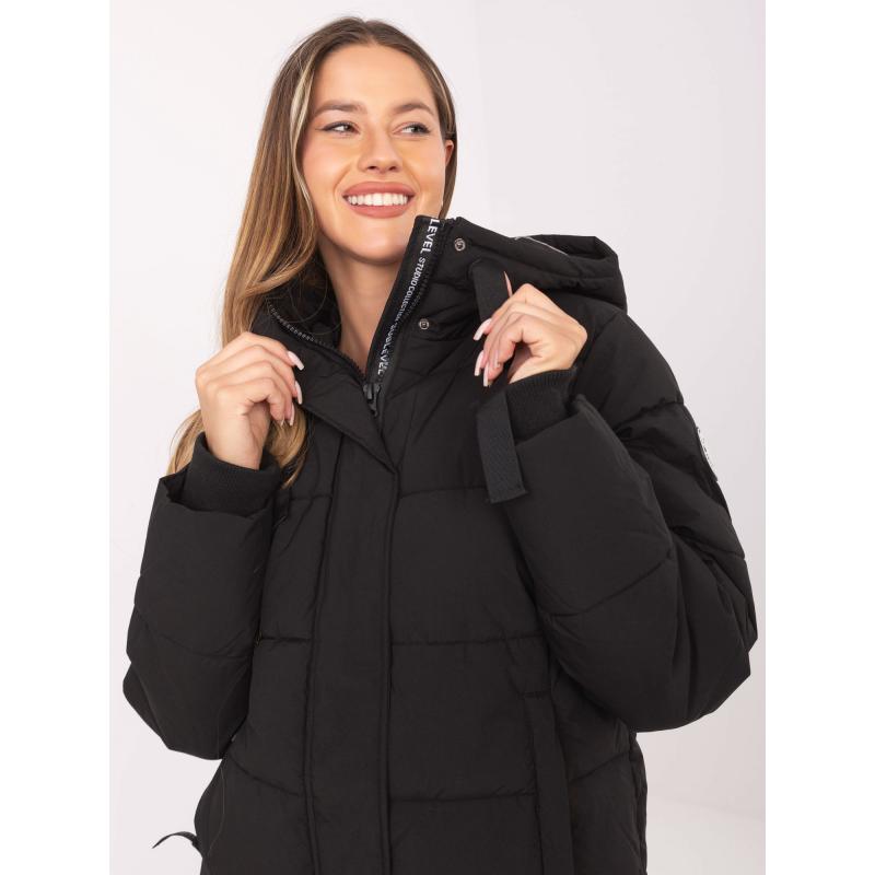 Čierna zimná bunda s kapucňou SUBLEVEL