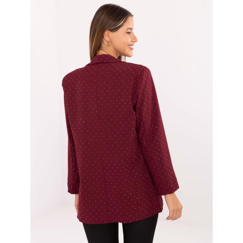 Burgundská elegantná bunda s aplikáciami RUE PARIS