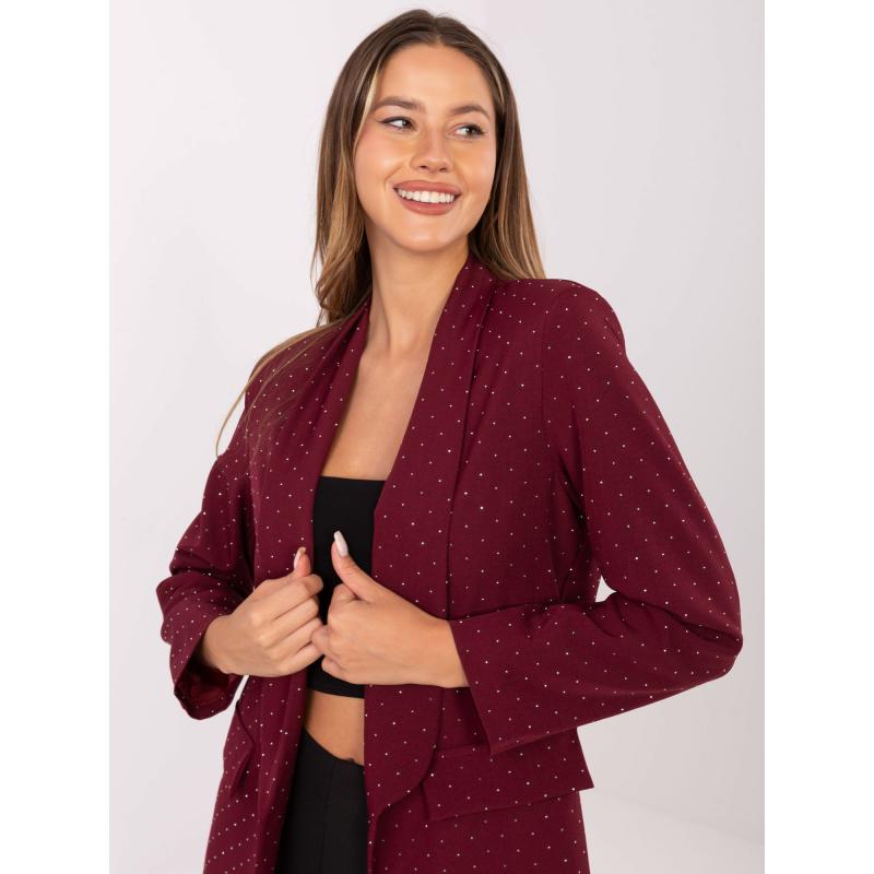 Burgundská elegantná bunda s aplikáciami RUE PARIS