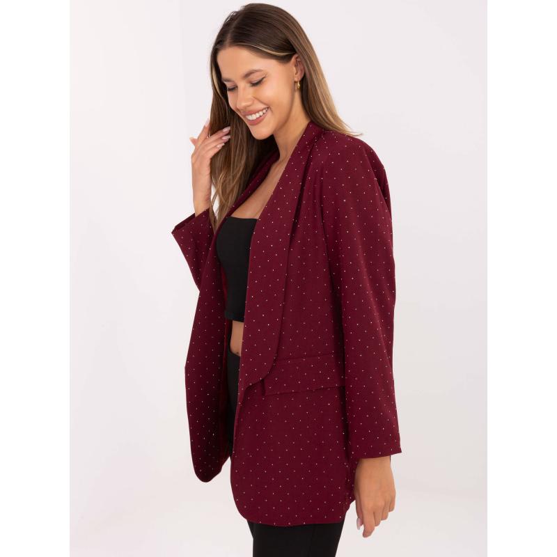 Burgundská elegantná bunda s aplikáciami RUE PARIS
