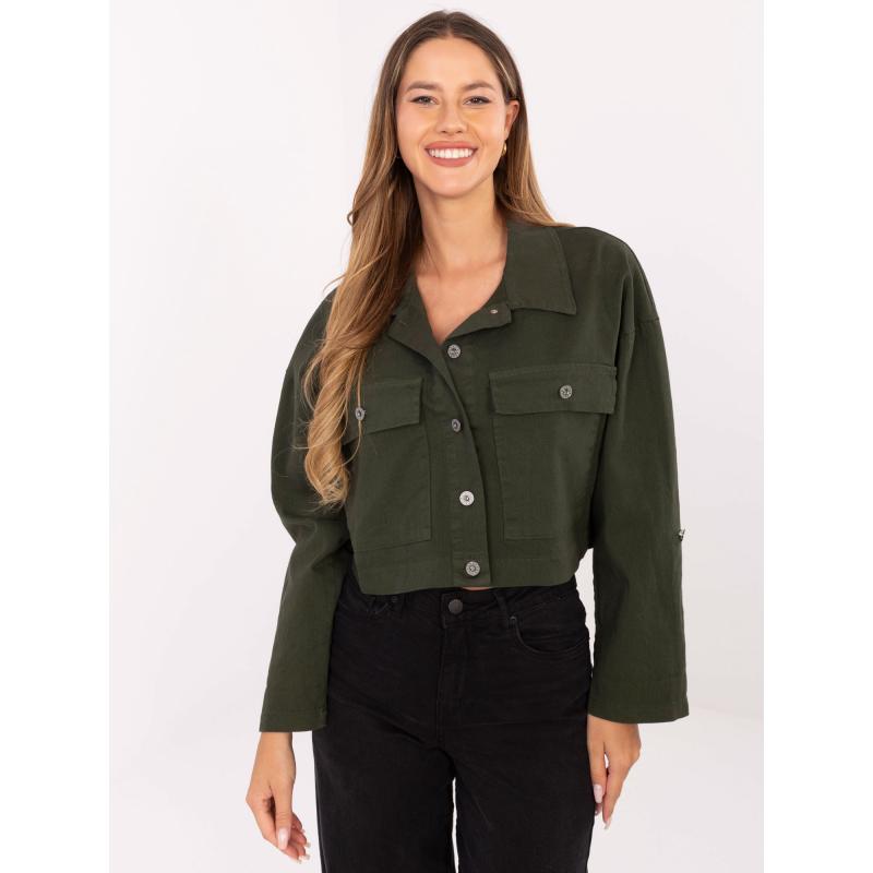 Khaki krátka džínsová bunda RUE PARIS