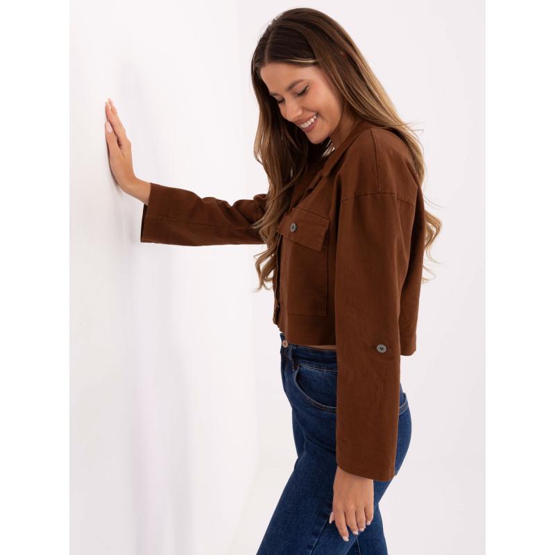 Světle hnědá džínová bunda s límcem RUE PARIS