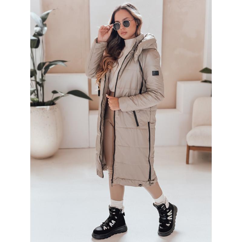 Női steppelt átmeneti kabát ORVITA kapucnival, bézs